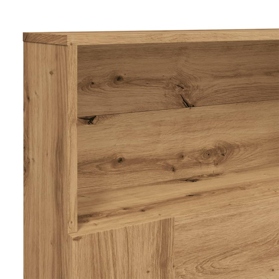 Hoofdbordkast 200x19x103,5 cm bewerkt hout artisanaal eiken