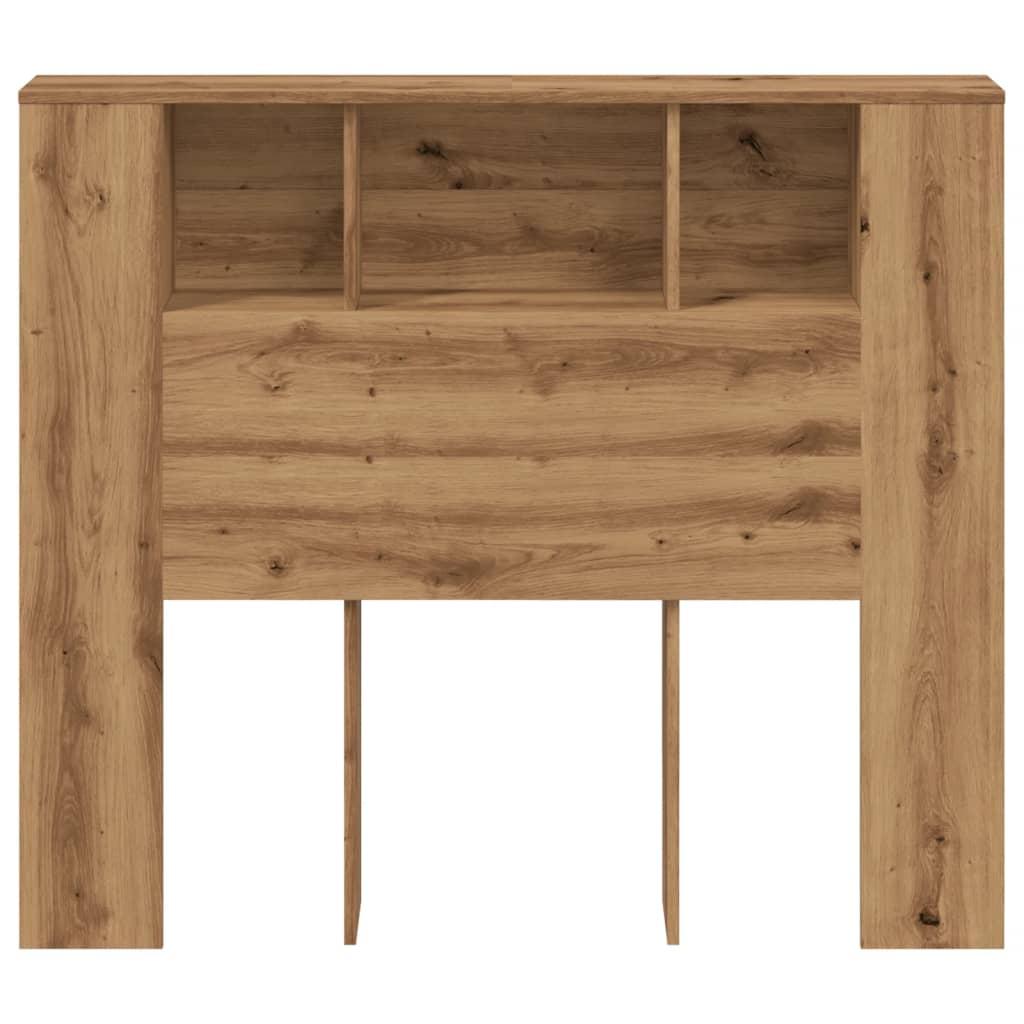 Hoofdbordkast 120x19x104,5cm bewerkt hout artisanaal eikenkleur