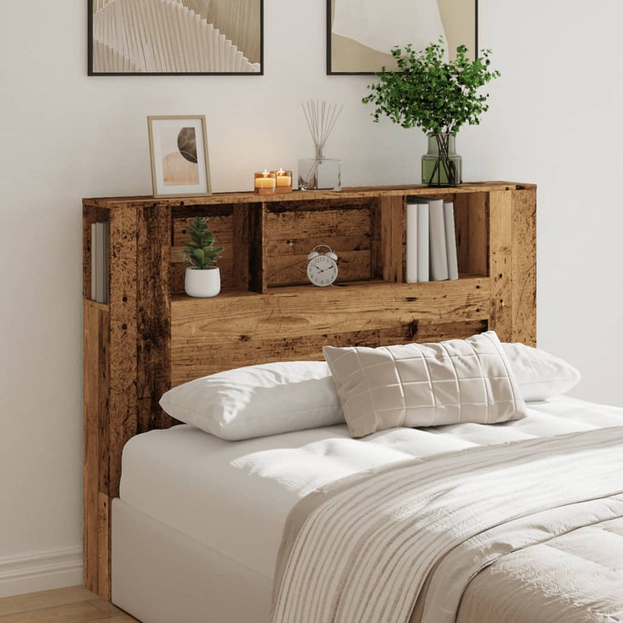 Hoofdbordkast 140x18,5x102,5 cm bewerkt hout oud houtkleurig