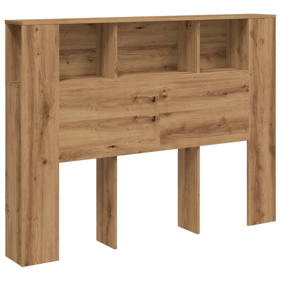 Hoofdbordkast 140x18,5x102,5 cm bewerkt hout artisanaal eiken