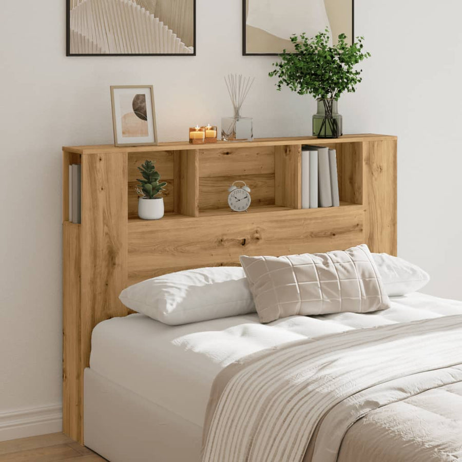Hoofdbordkast 140x18,5x102,5 cm bewerkt hout artisanaal eiken
