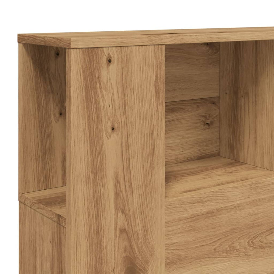 Hoofdbordkast 140x18,5x102,5 cm bewerkt hout artisanaal eiken
