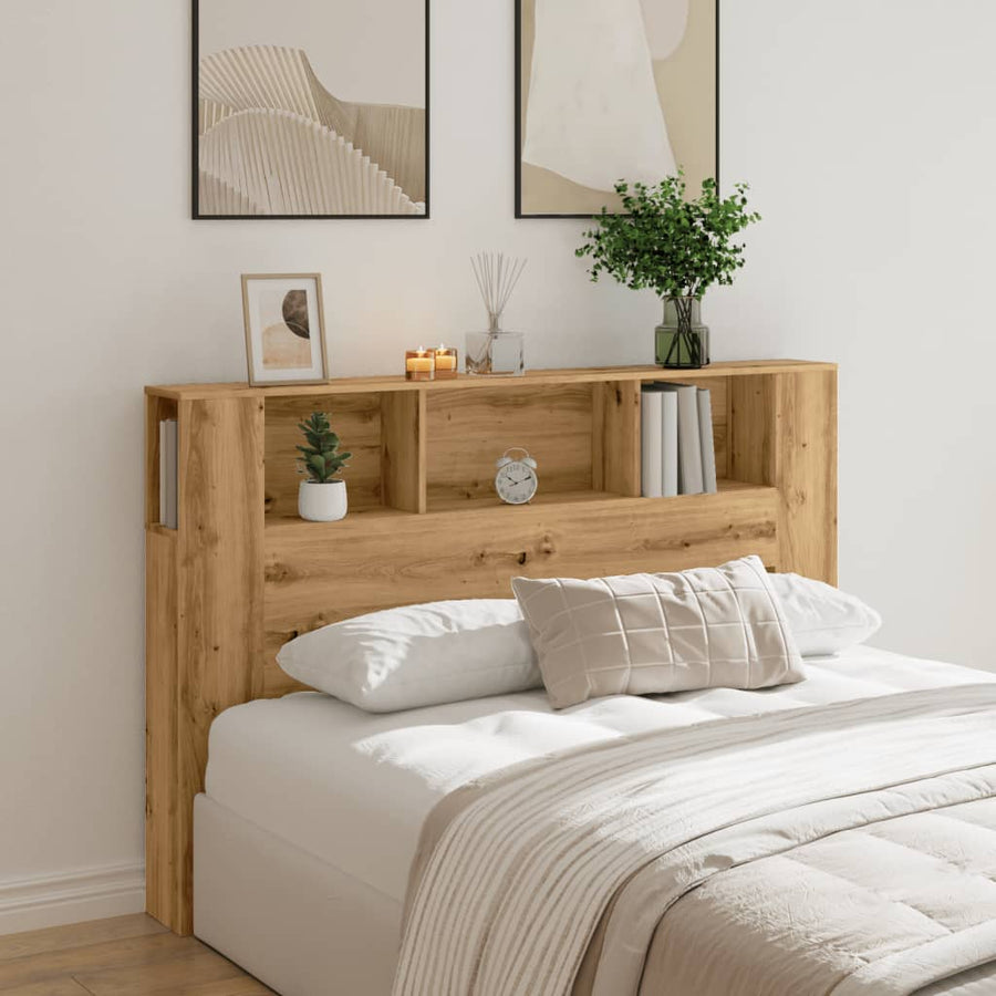 Hoofdbordkast 160x18,5x103,5 cm bewerkt hout artisanaal eiken