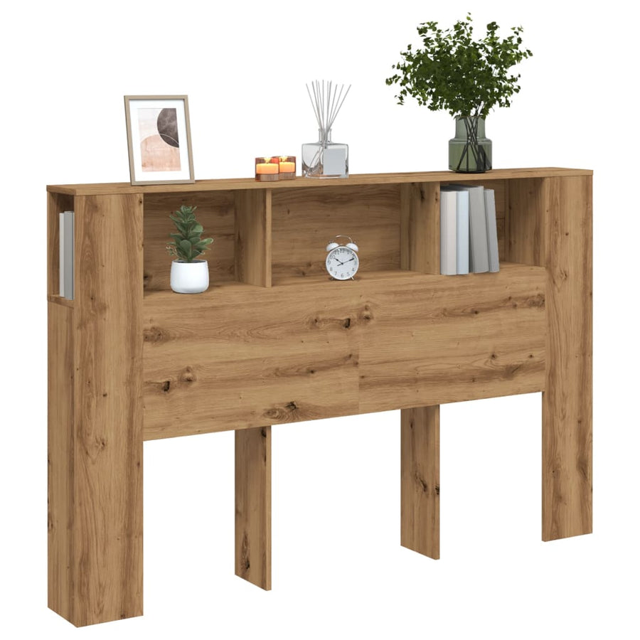 Hoofdbordkast 160x18,5x103,5 cm bewerkt hout artisanaal eiken