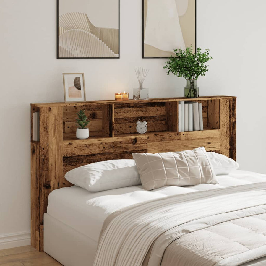 Hoofdbordkast 180x18,5x102,5 cm bewerkt hout oud houtkleurig