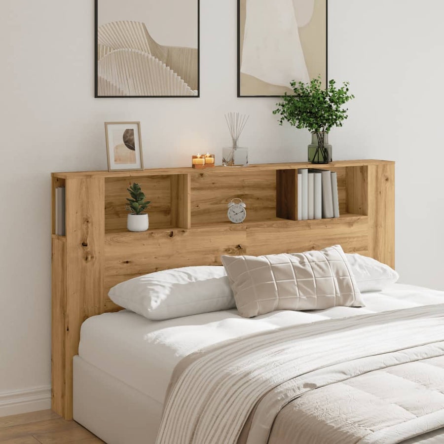 Hoofdbordkast 180x18,5x102,5 cm bewerkt hout artisanaal eiken