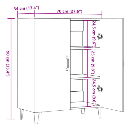 Dressoir 70x34x90 cm bewerkt hout oud houtkleurig