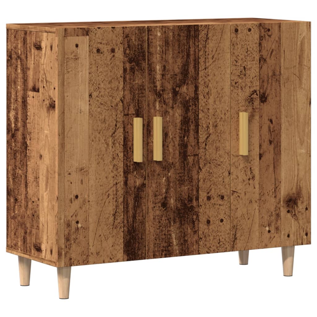 Dressoir 90x34x80 cm bewerkt hout oud houtkleurig