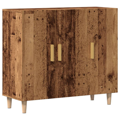 Dressoir 90x34x80 cm bewerkt hout oud houtkleurig