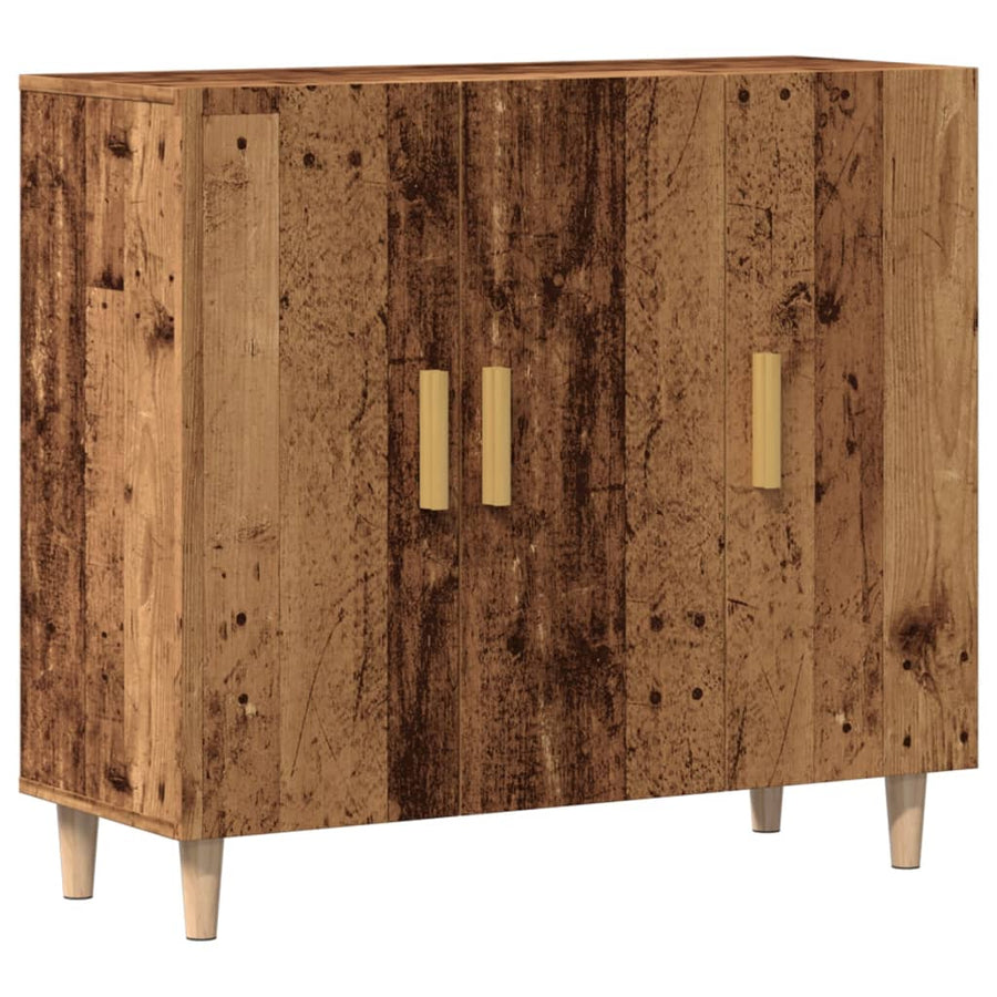 Dressoir 90x34x80 cm bewerkt hout oud houtkleurig