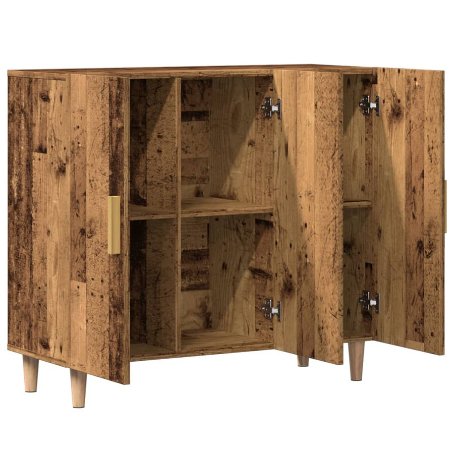 Dressoir 90x34x80 cm bewerkt hout oud houtkleurig