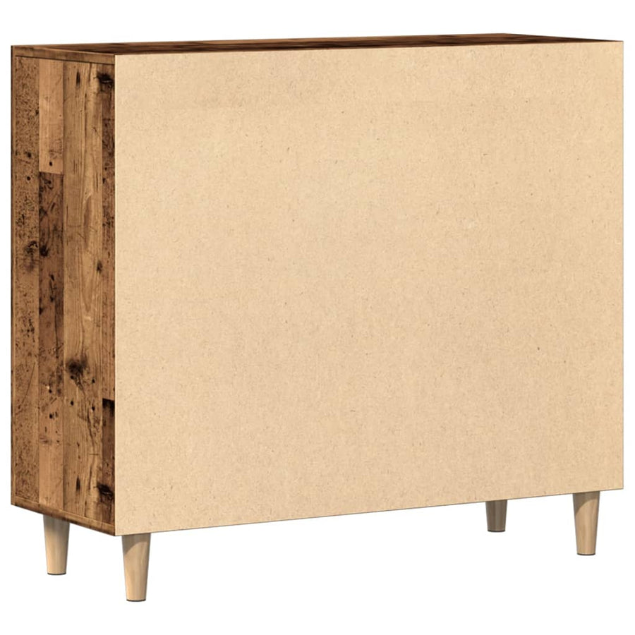 Dressoir 90x34x80 cm bewerkt hout oud houtkleurig