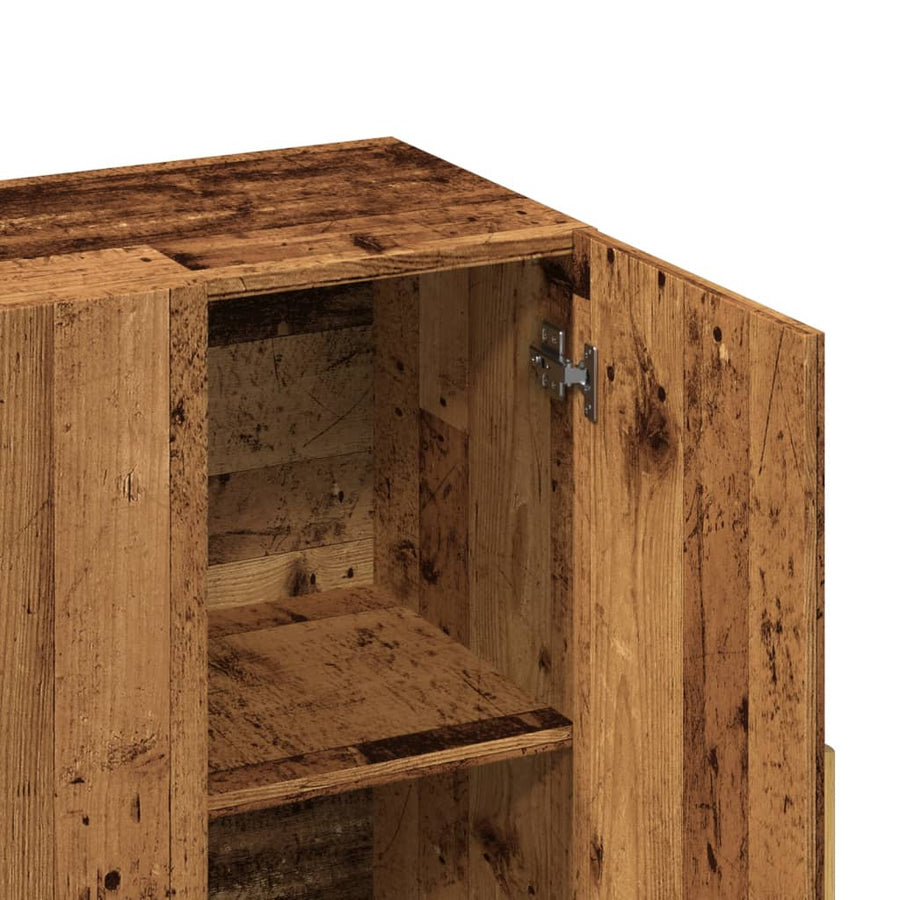 Dressoir 90x34x80 cm bewerkt hout oud houtkleurig