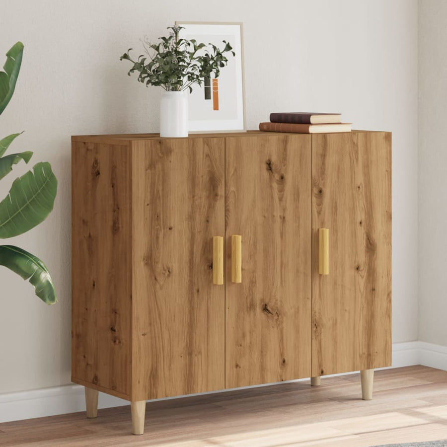 Dressoir 90x34x80 cm bewerkt hout artisanaal eikenkleur