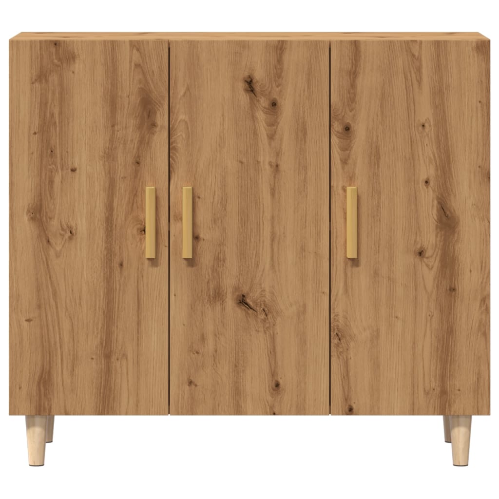 Dressoir 90x34x80 cm bewerkt hout artisanaal eikenkleur
