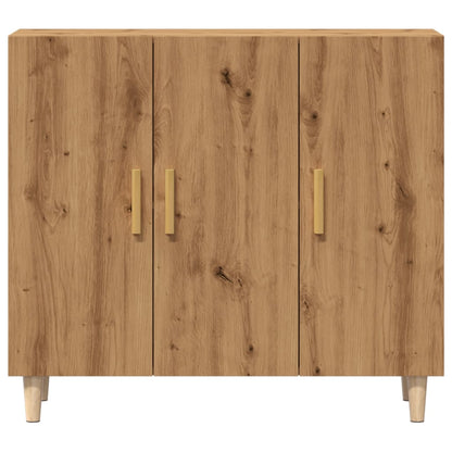 Dressoir 90x34x80 cm bewerkt hout artisanaal eikenkleur