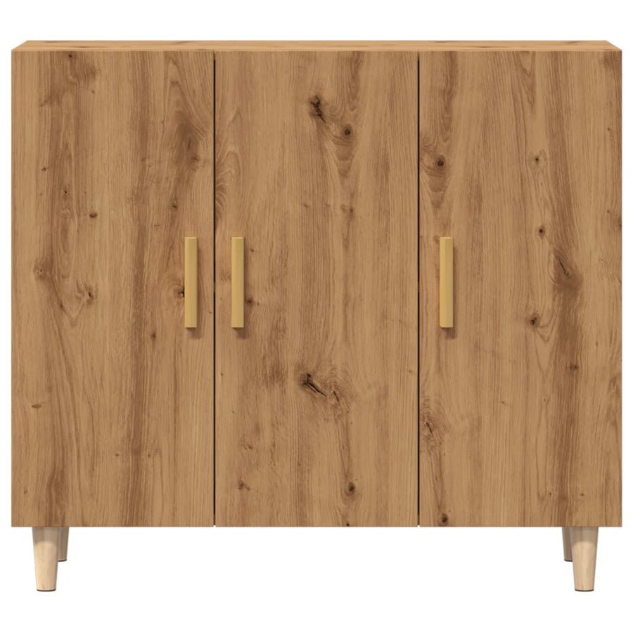 Dressoir 90x34x80 cm bewerkt hout artisanaal eikenkleur