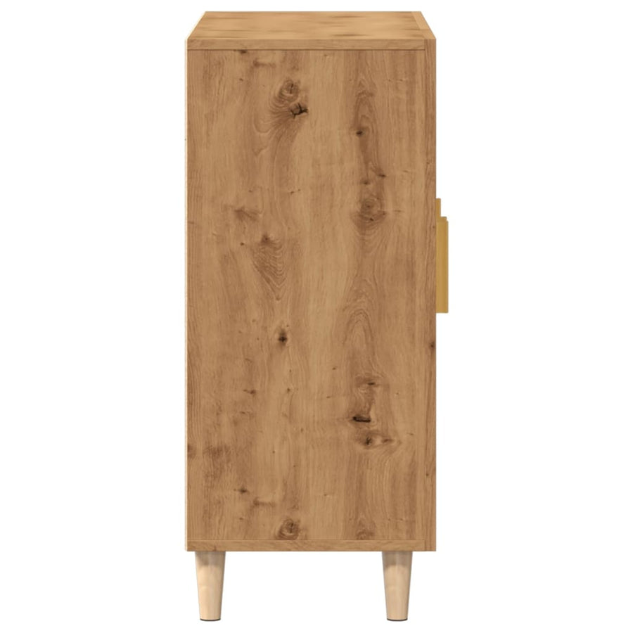 Dressoir 90x34x80 cm bewerkt hout artisanaal eikenkleur