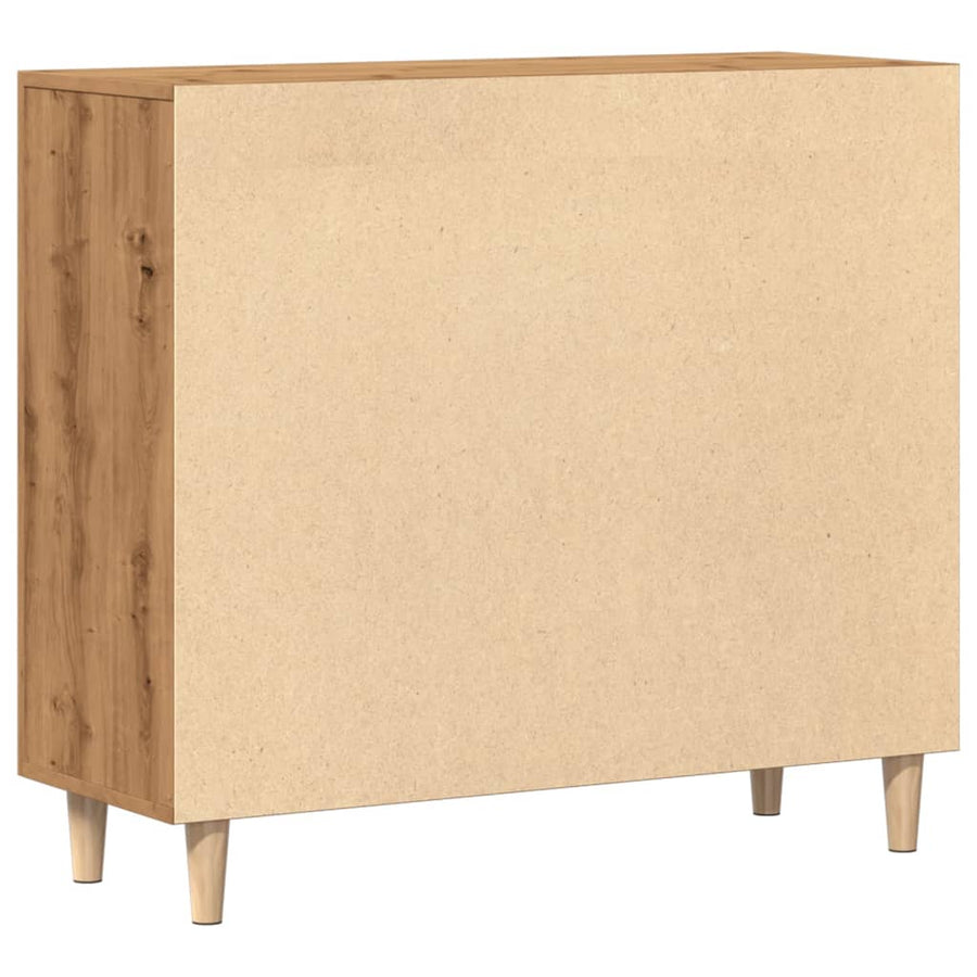 Dressoir 90x34x80 cm bewerkt hout artisanaal eikenkleur