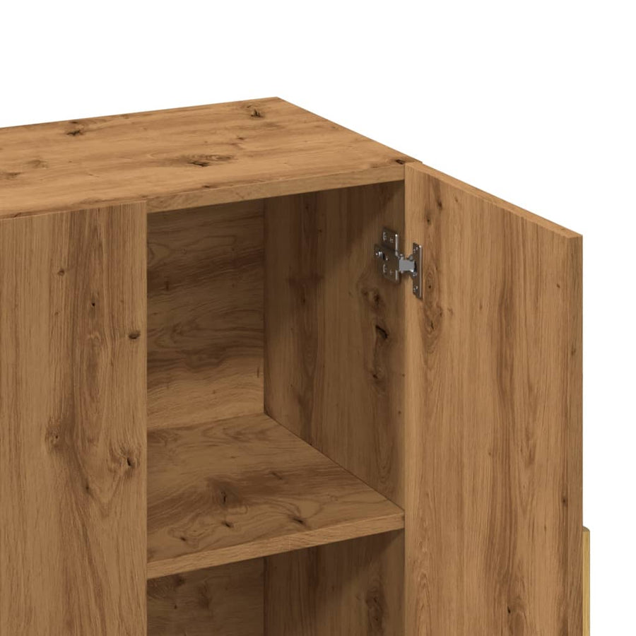 Dressoir 90x34x80 cm bewerkt hout artisanaal eikenkleur