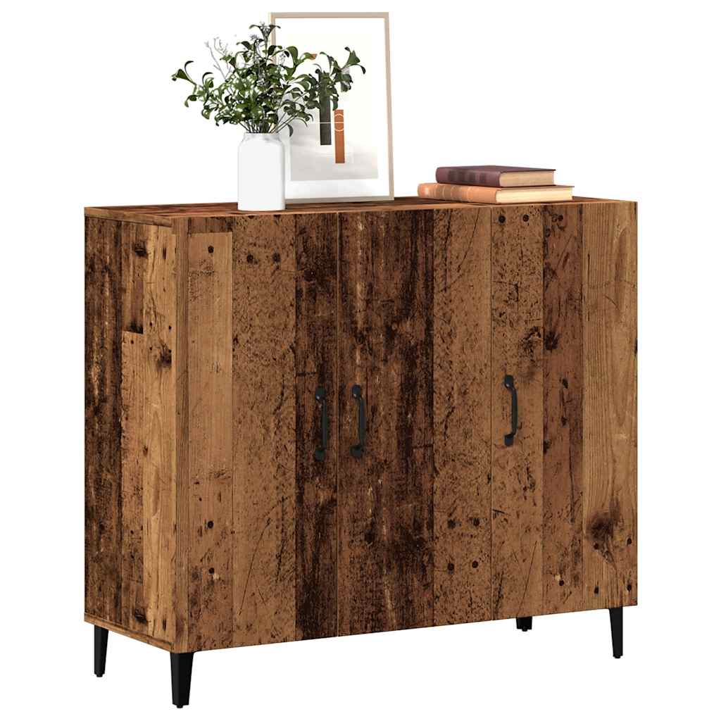 Dressoir 90x34x80 cm bewerkt hout oud houtkleurig