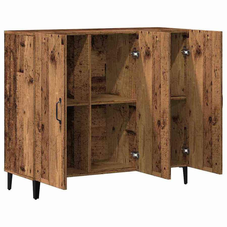 Dressoir 90x34x80 cm bewerkt hout oud houtkleurig