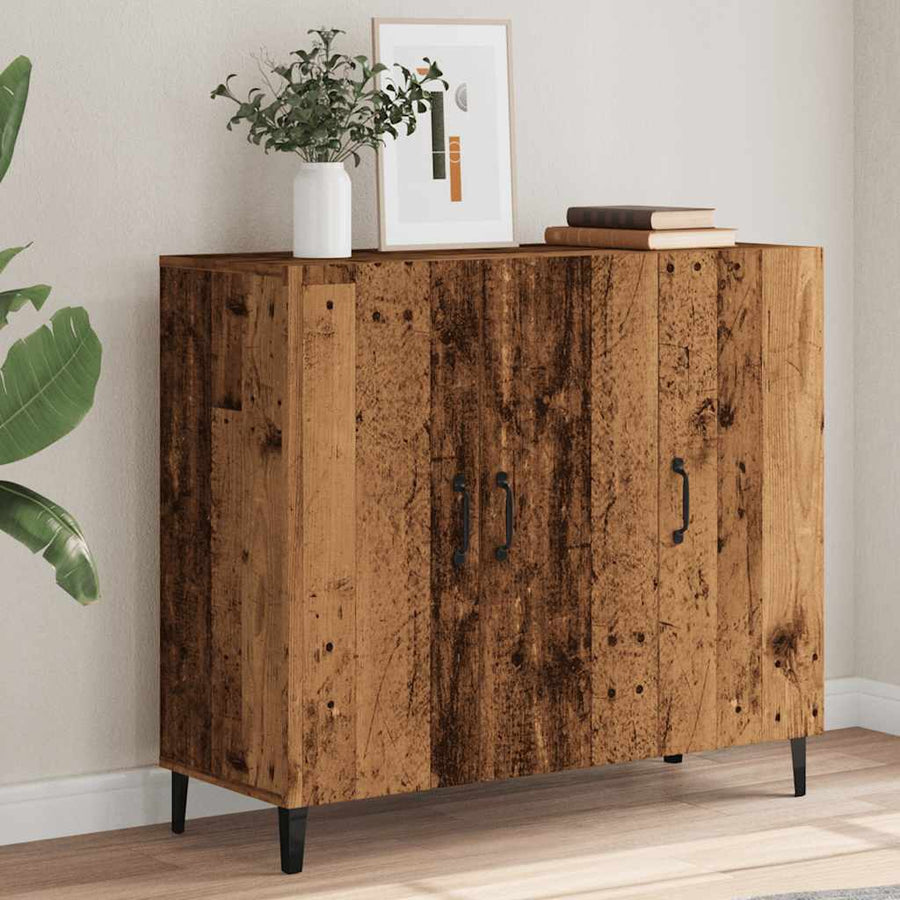 Dressoir 90x34x80 cm bewerkt hout oud houtkleurig