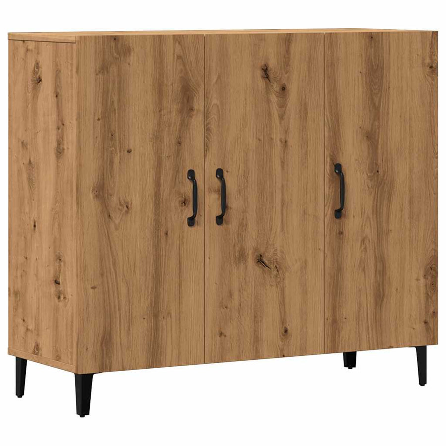 Dressoir 90x34x80 cm bewerkt hout artisanaal eikenkleur