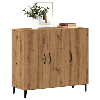 Dressoir 90x34x80 cm bewerkt hout artisanaal eikenkleur