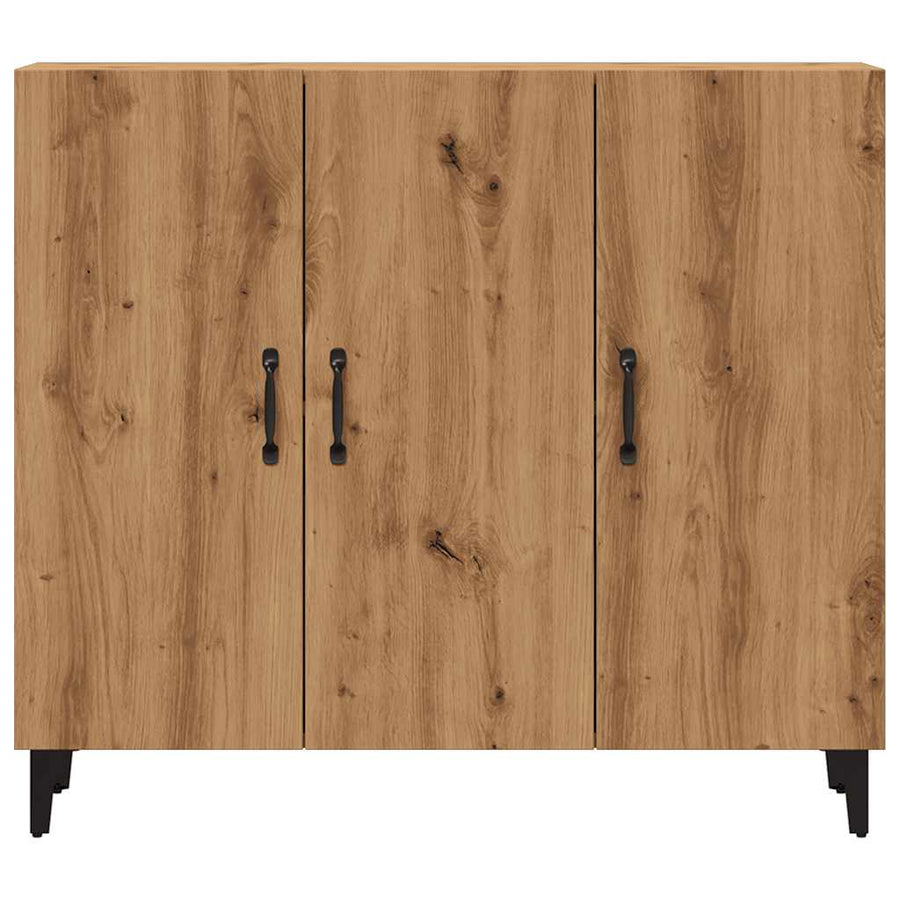 Dressoir 90x34x80 cm bewerkt hout artisanaal eikenkleur