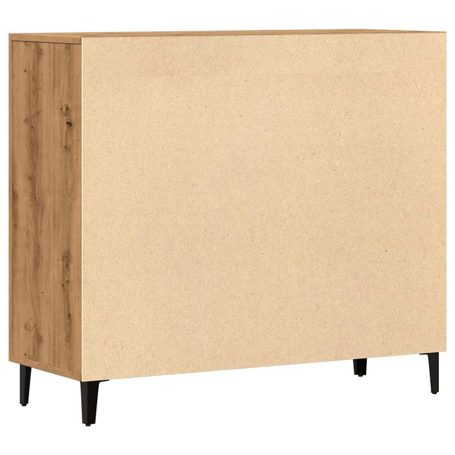Dressoir 90x34x80 cm bewerkt hout artisanaal eikenkleur