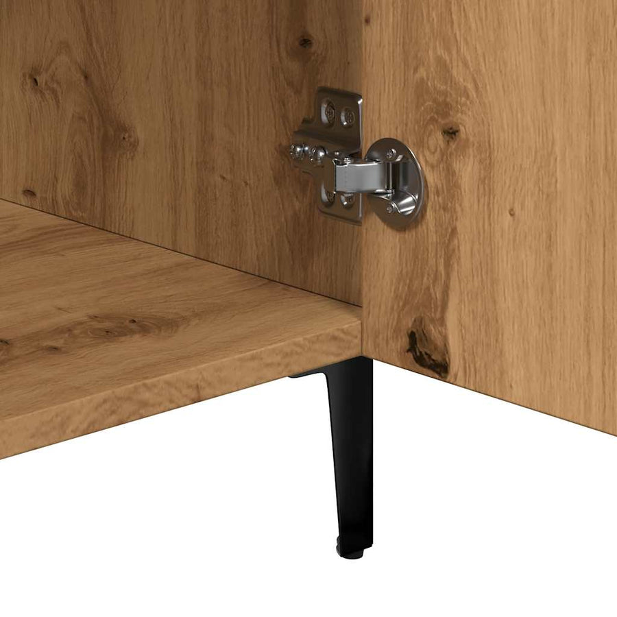 Dressoir 90x34x80 cm bewerkt hout artisanaal eikenkleur