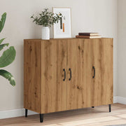 Sideboard 90x34x80 cm carved wood artisanal oak color