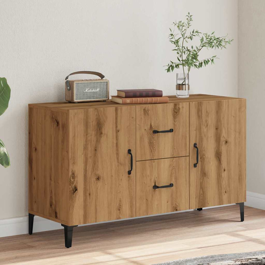Dressoir 100x36x60 cm bewerkt hout artisanaal eikenkleurig