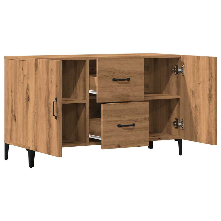 Dressoir 100x36x60 cm bewerkt hout artisanaal eikenkleurig