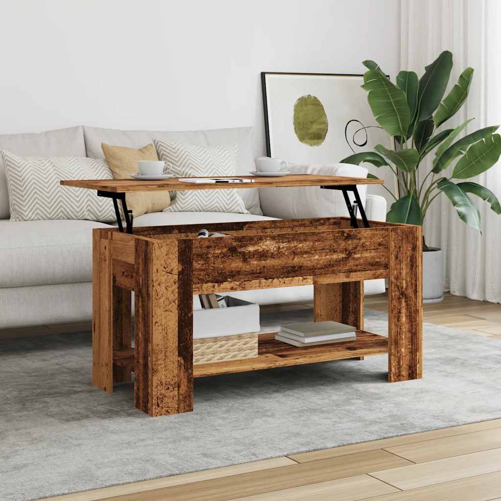 Salontafel 101x49x52 cm bewerkt hout oud houtkleurig