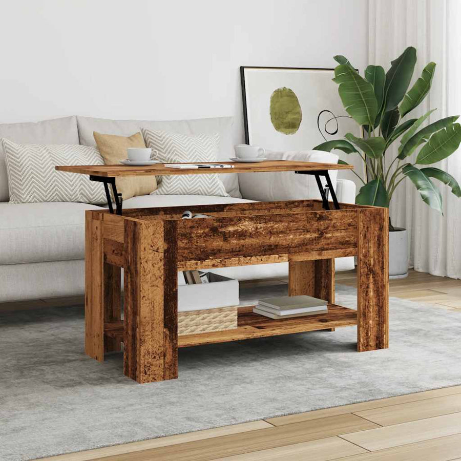 Salontafel 101x49x52 cm bewerkt hout oud houtkleurig