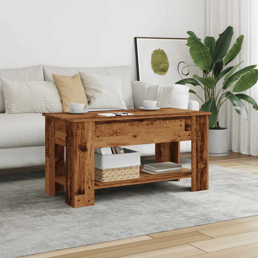 Salontafel 101x49x52 cm bewerkt hout oud houtkleurig