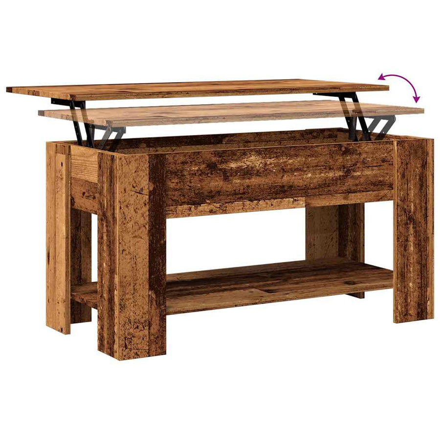 Salontafel 101x49x52 cm bewerkt hout oud houtkleurig