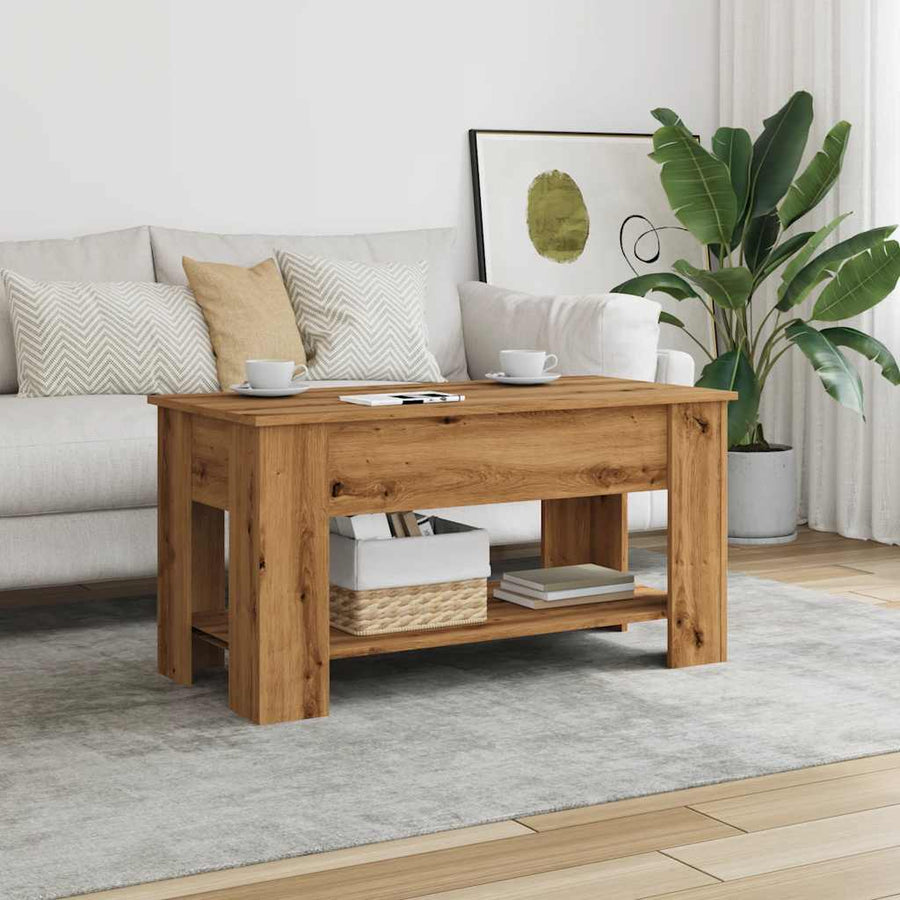 Salontafel 101x49x52 cm bewerkt hout artisanaal eikenkleur