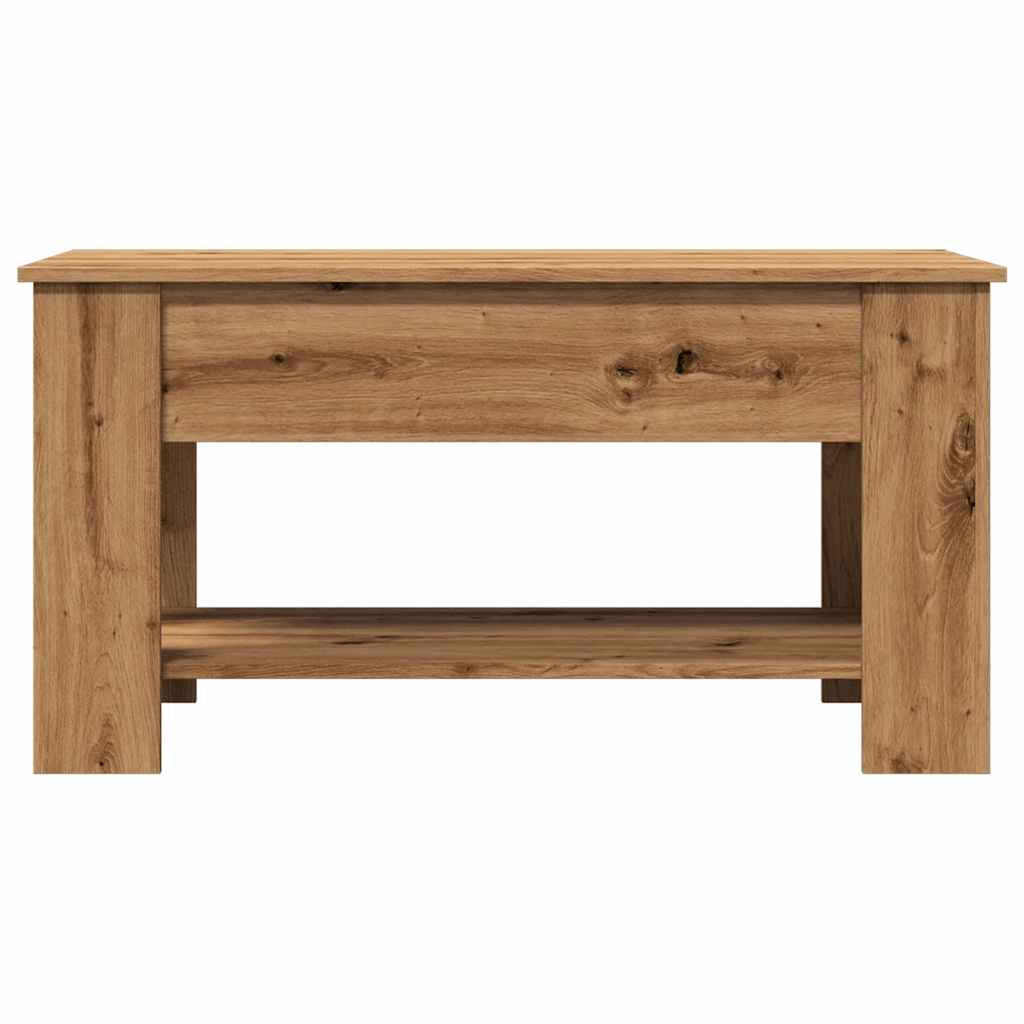 Salontafel 101x49x52 cm bewerkt hout artisanaal eikenkleur