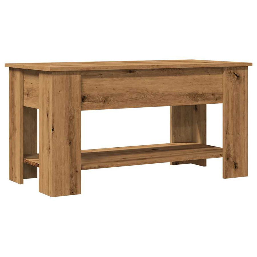 Salontafel 101x49x52 cm bewerkt hout artisanaal eikenkleur