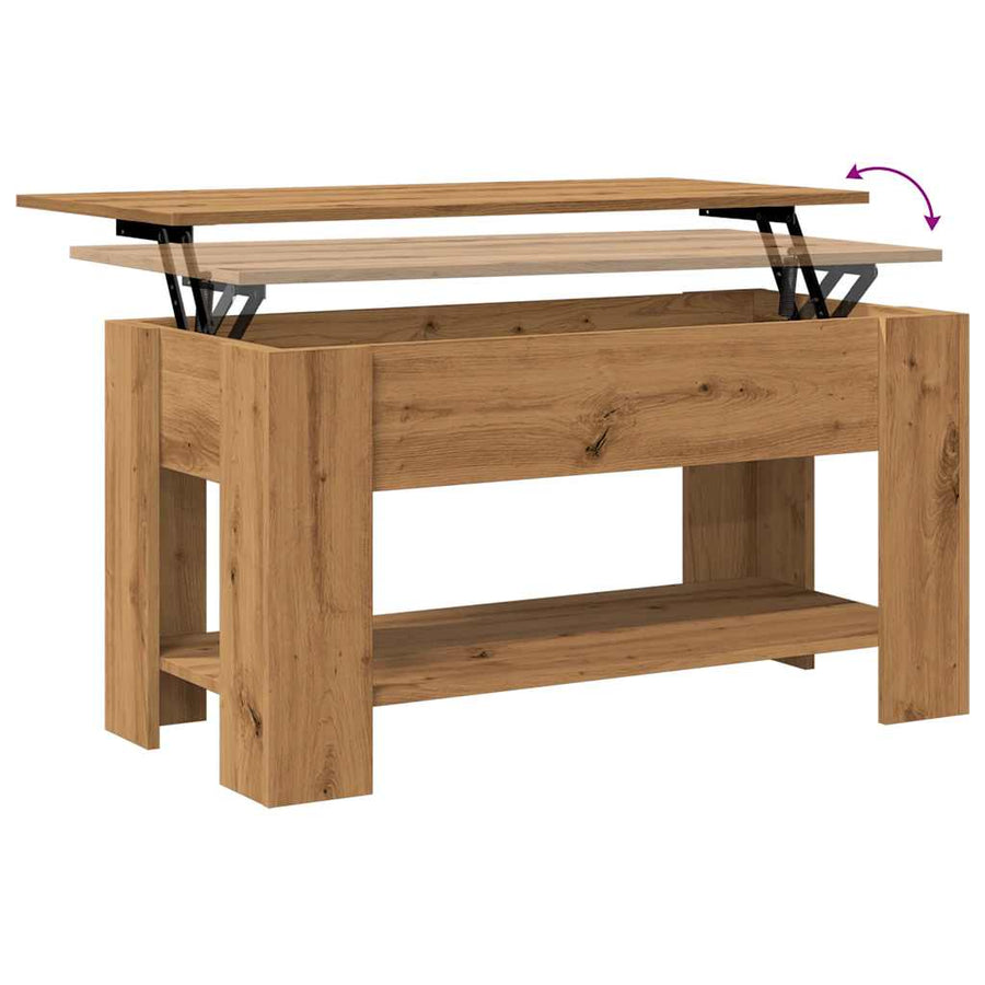 Salontafel 101x49x52 cm bewerkt hout artisanaal eikenkleur