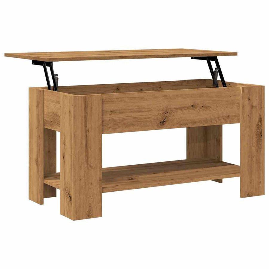 Salontafel 101x49x52 cm bewerkt hout artisanaal eikenkleur