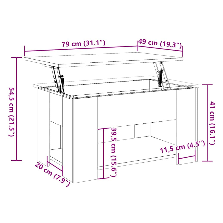 Salontafel 79x49x41 cm bewerkt hout oud houtkleurig