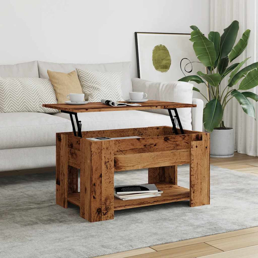 Salontafel 79x49x41 cm bewerkt hout oud houtkleurig