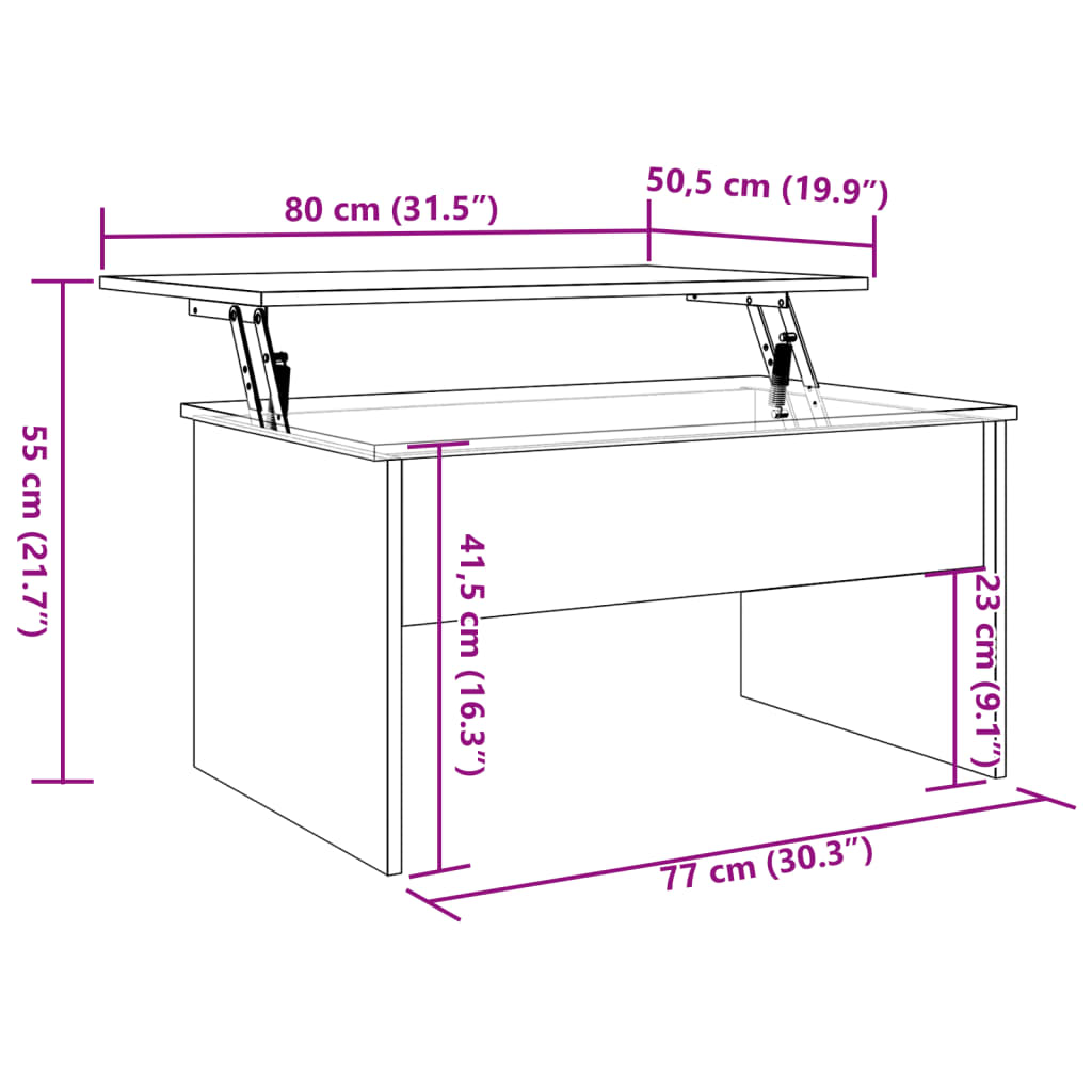 Salontafel 80x50,5x41,5 cm bewerkt hout oud houtkleurig