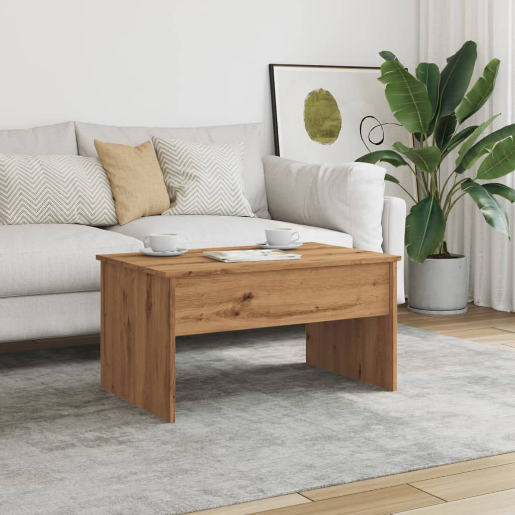Salontafel 80x50,5x41,5 cm bewerkt hout artisanaal eikenkleurig