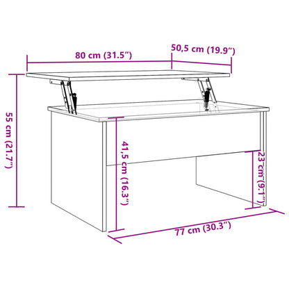 Salontafel 80x50,5x41,5 cm bewerkt hout artisanaal eikenkleurig