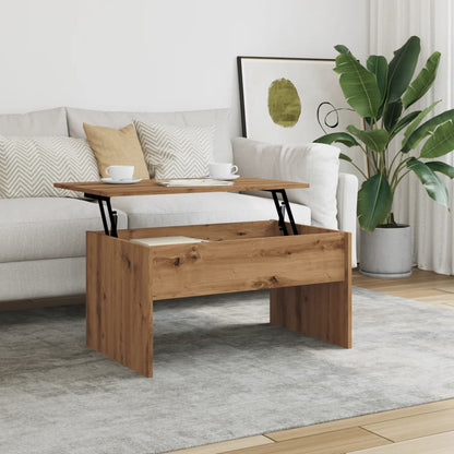 Salontafel 80x50,5x41,5 cm bewerkt hout artisanaal eikenkleurig